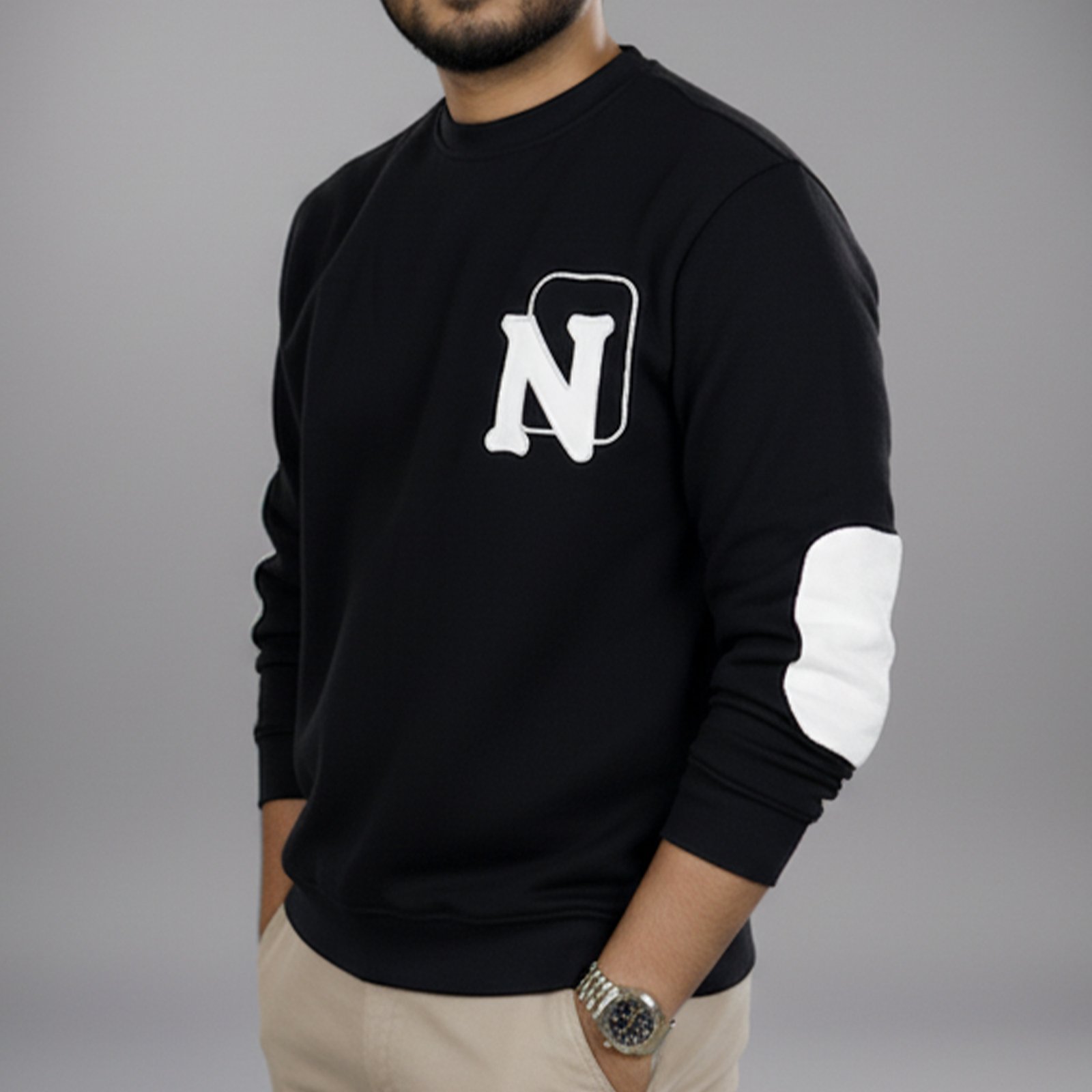 2-1 Premium N-Design Sweatshirt for Men - Black - Image 1